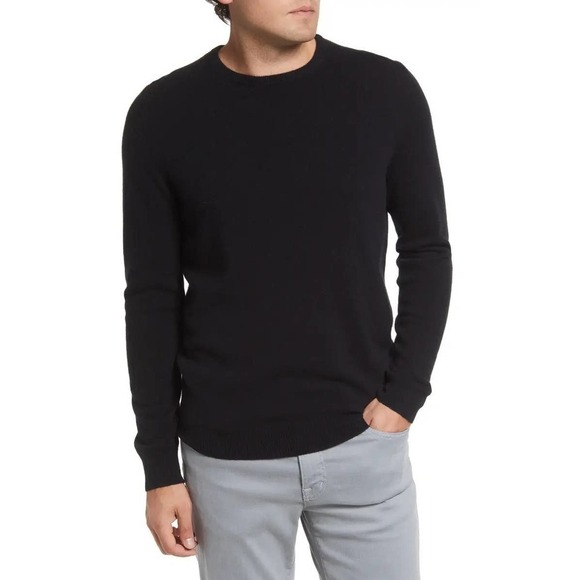 New Nordstrom Men's Shop Cashmere Crewneck Sweater Black Size XL